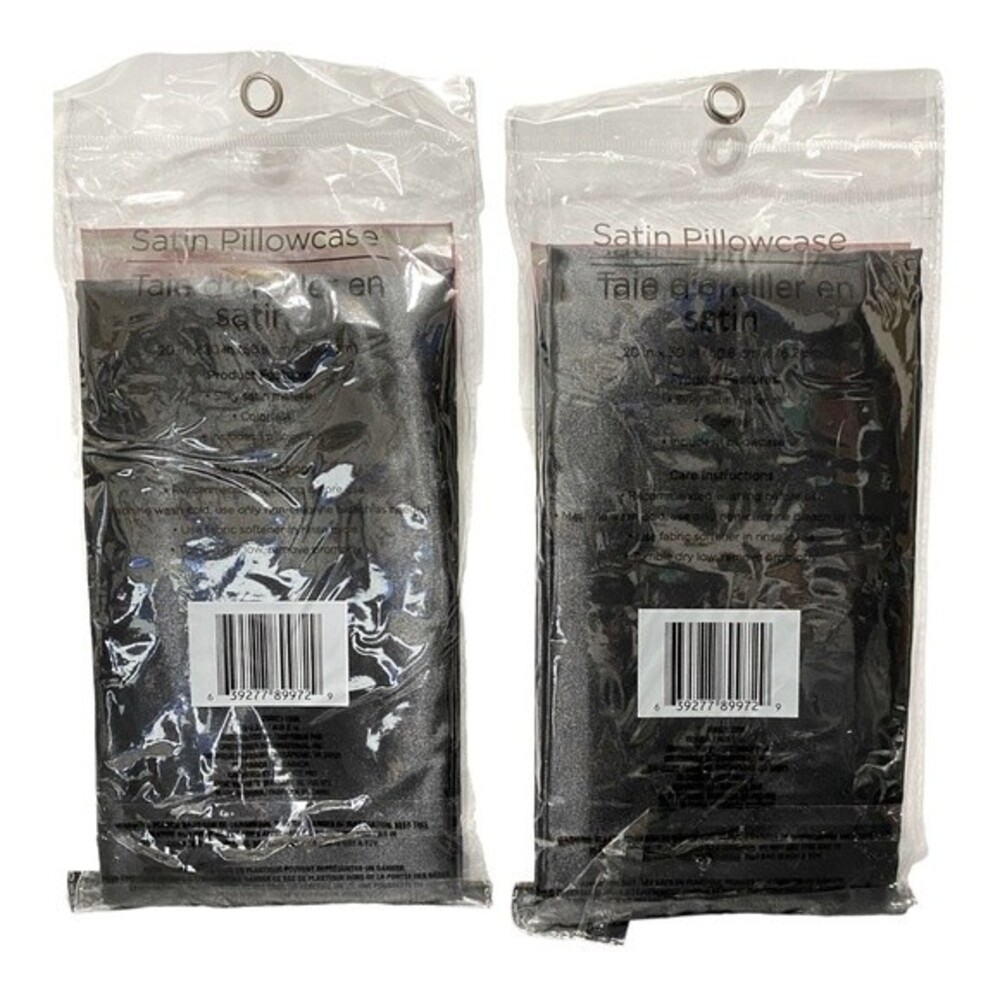 Home Collection Black Satin Pillow Cases (Set of 2) - Picture 3 of 3